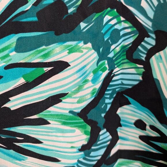 Bob Mackie Wearable Art Teal Blue Green Silk Floral Striped Button-Up Blouse XS - Picture 7 of 7